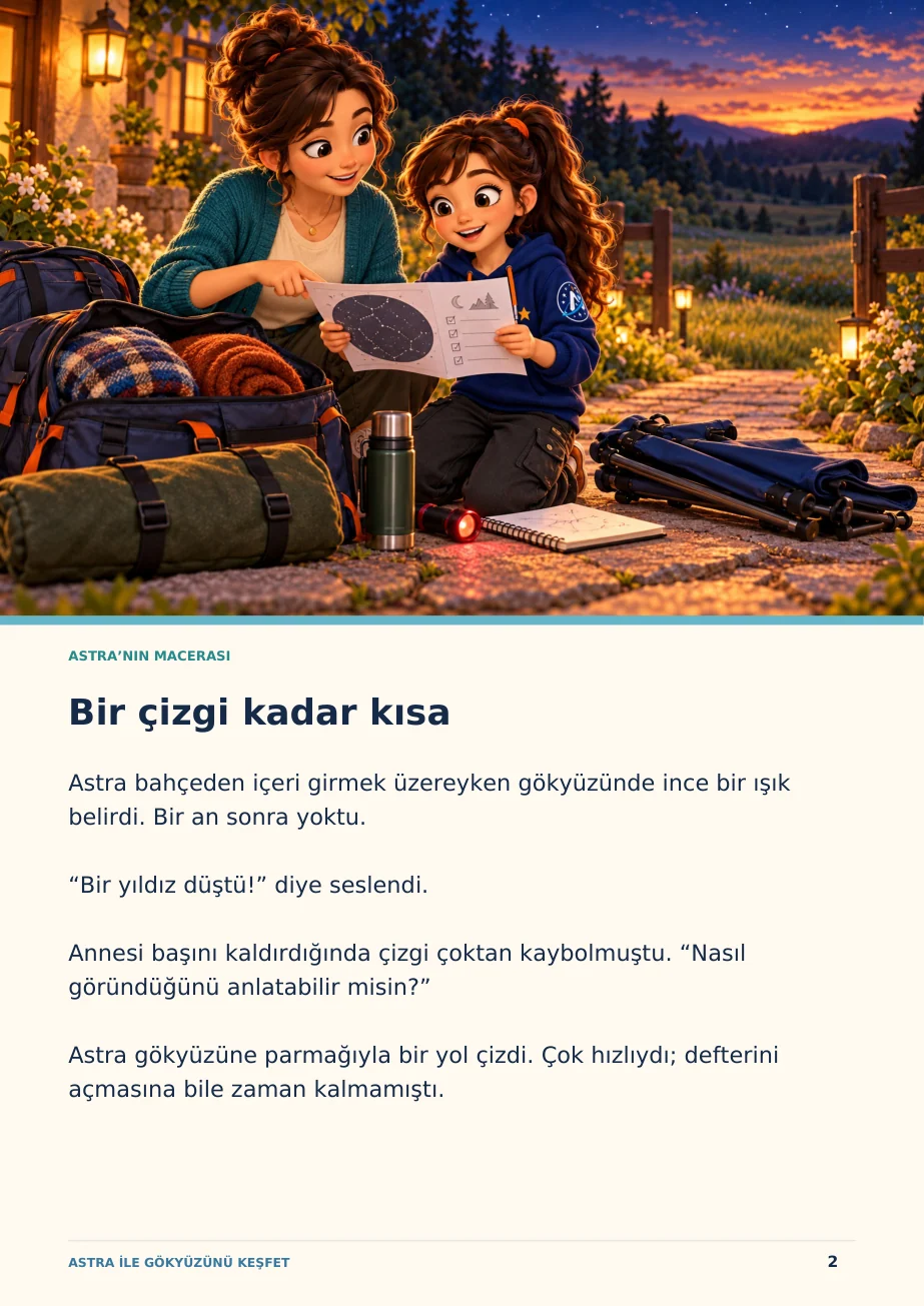 Kayan Yıldızların Sırrı kitabından resimli sayfa