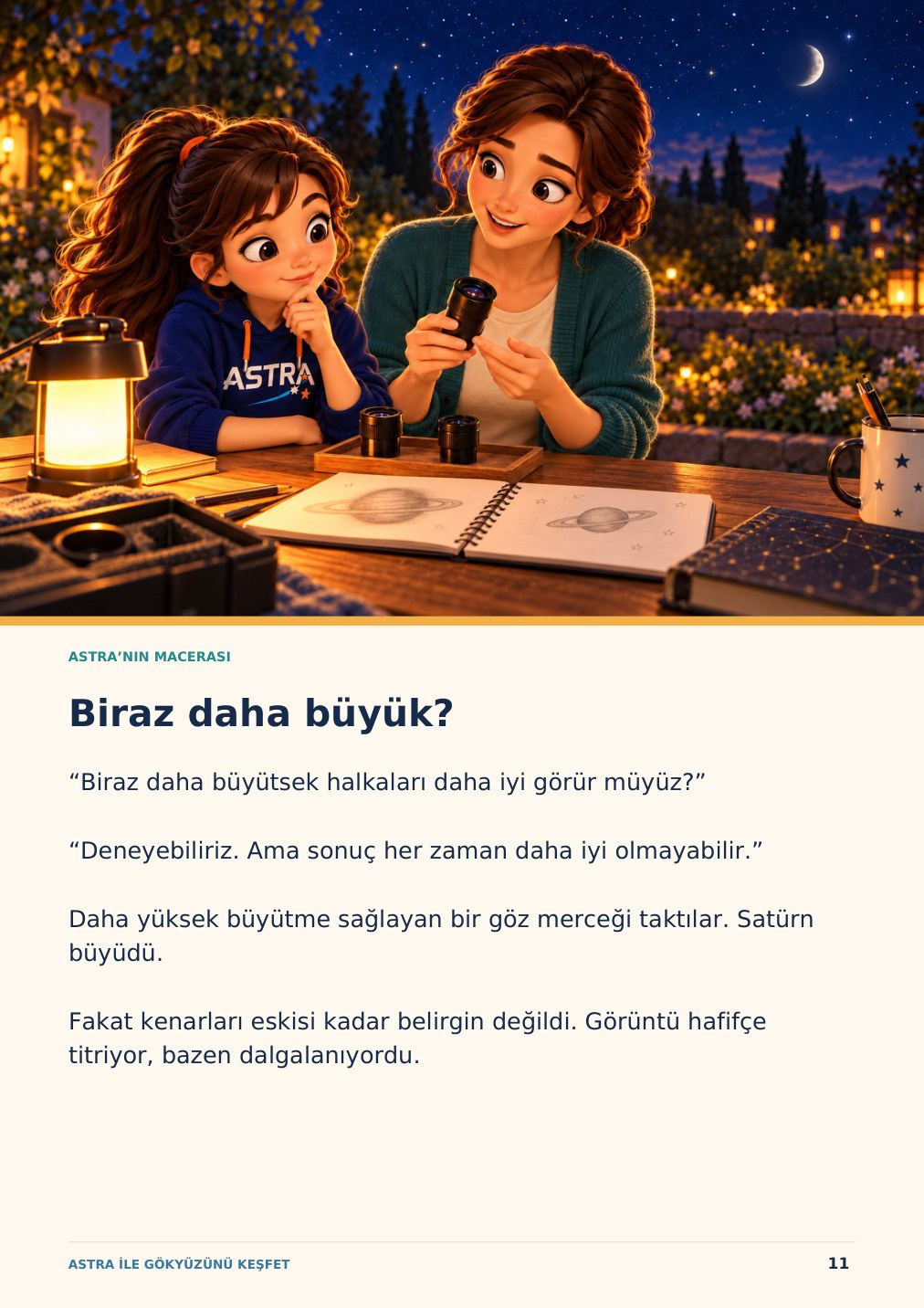 Satürn kitabından gözlem sayfası